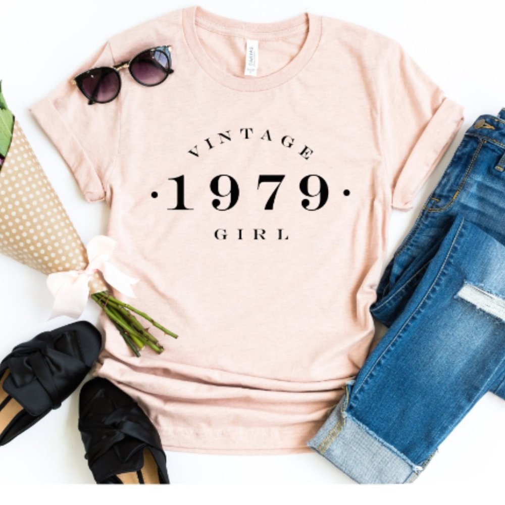 Custom Birthday T shirt Vintage Girl 41st 1979